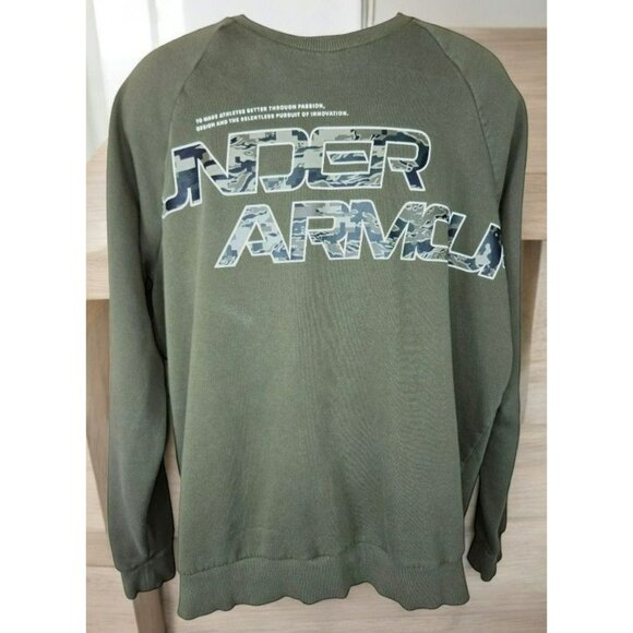 Under Armour Loose Fit Sweatshirt Large Olive Green Crewneck - Picture 1 of 8
